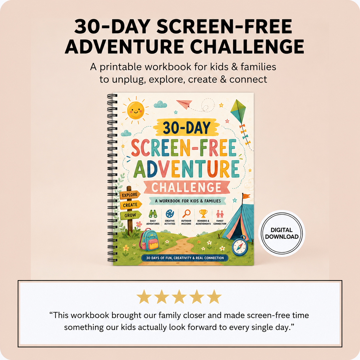The 30-Day Screen-Free Adventure Challenge. {FREE TODAY}