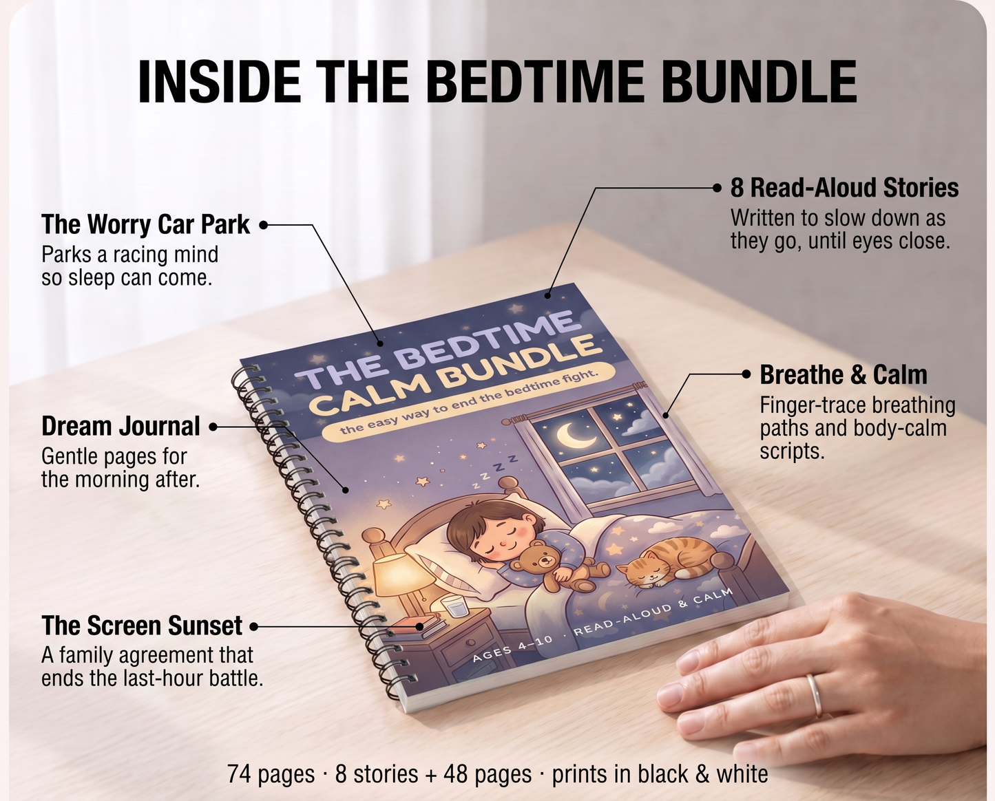 The Bedtime Calm Bundle — 8 Stories + 48 Wind-Down Pages
